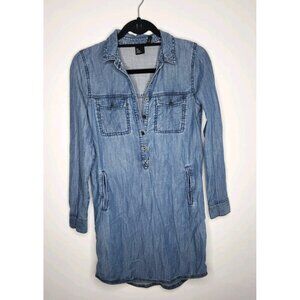 The Eileen Fisher Project Chambray Long sleeve Blue Denim Tunic Shirt Dress XXS